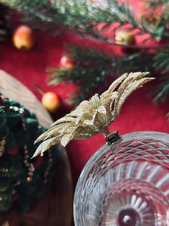 Deco blomster med glimmer - 4 stk