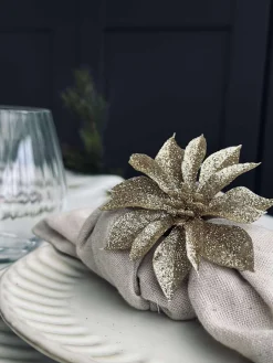 Deco blomster med glimmer - 4 stk