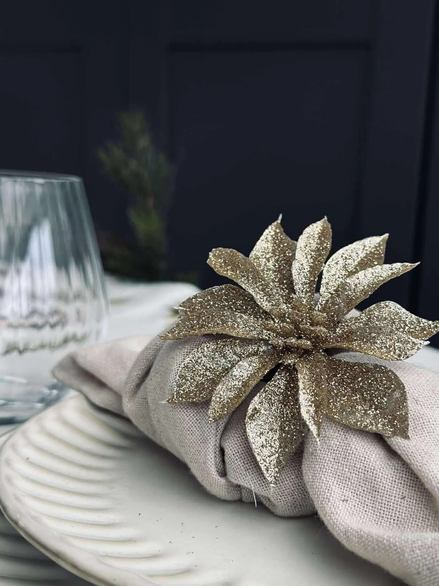 Deco blomster med glimmer - 4 stk