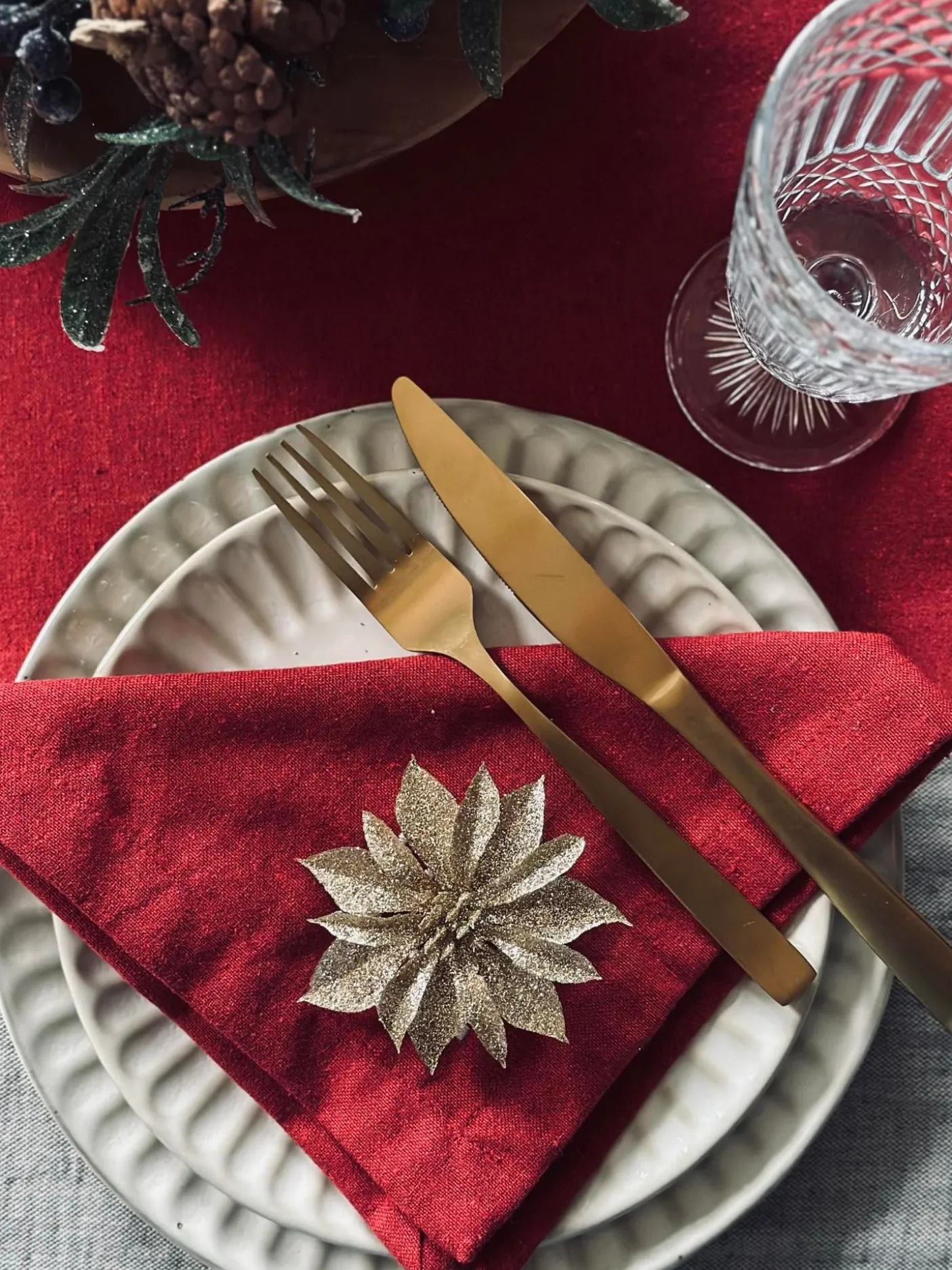 Deco blomster med glimmer - 4 stk