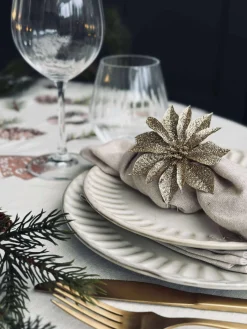 Deco blomster med glimmer - 4 stk