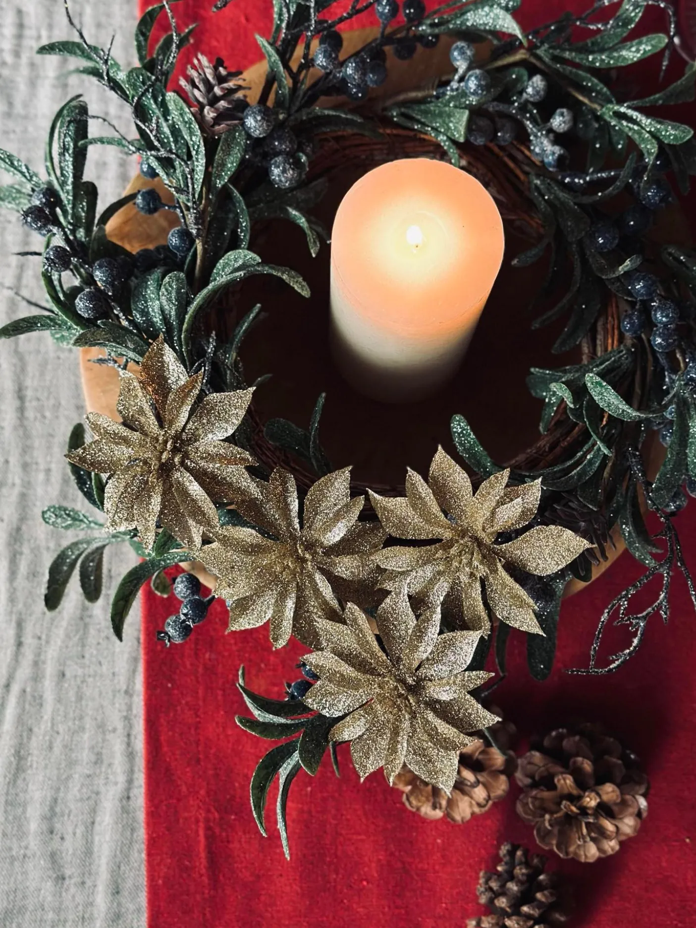 Deco blomster med glimmer - 4 stk