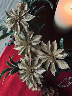 Deco blomster med glimmer - 4 stk