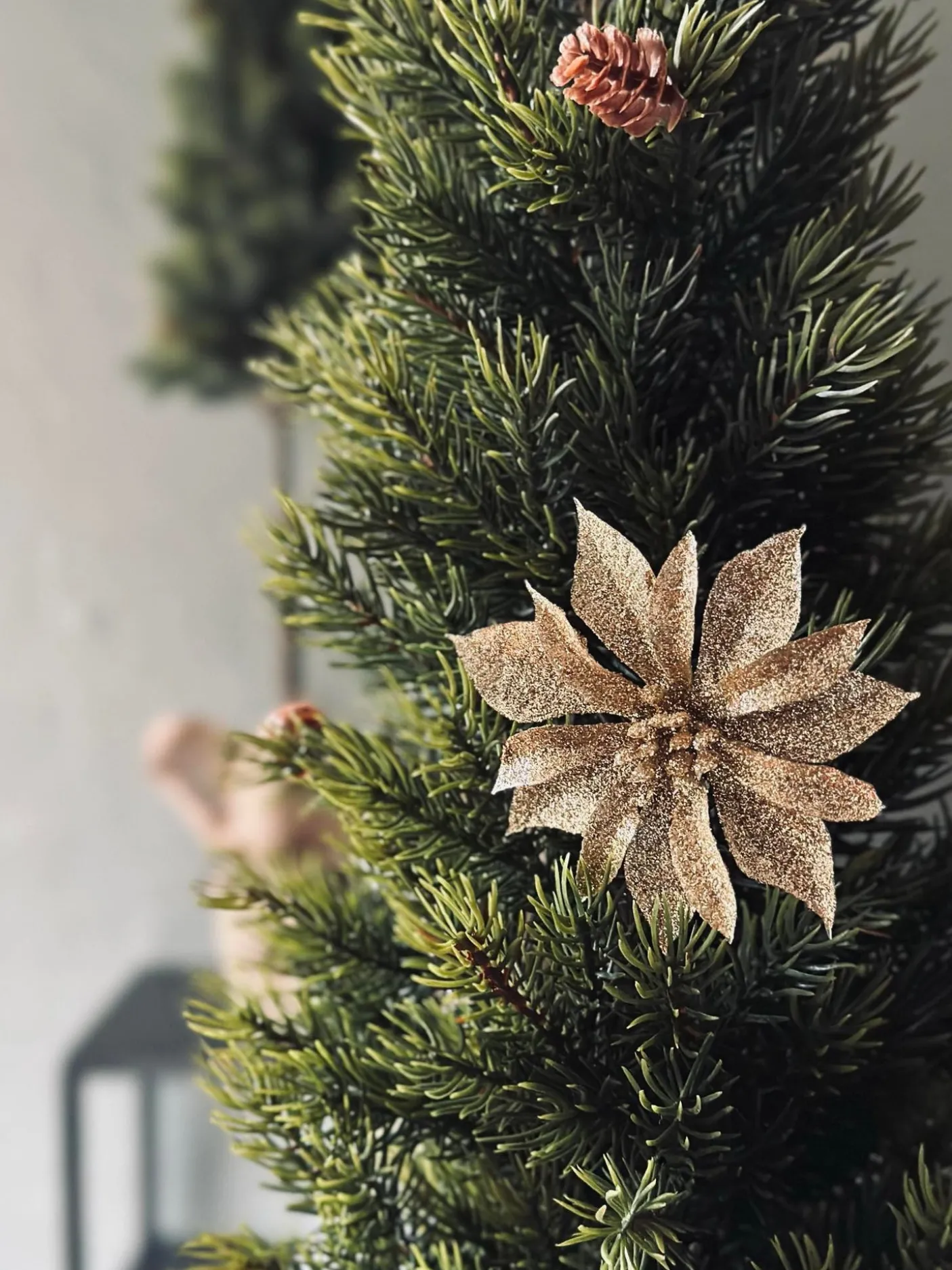 Deco blomster med glimmer - 4 stk