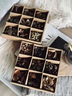 Deko kasse med naturpynt - MIX