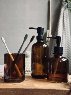 Dispenser med pumpe - Brun glas