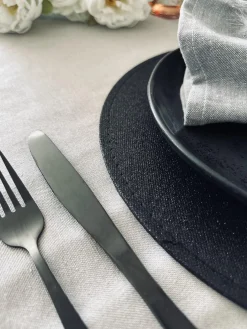 Dækkeserviet – Sort med glimmer