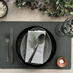 Dækkeserviet - Vendbar Grå / Koks