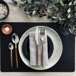 Dækkeserviet - Vendbar Taupe / Sort