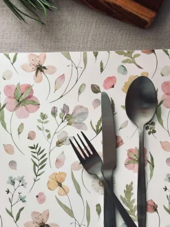 Dækkeserviet Flora - Hvid