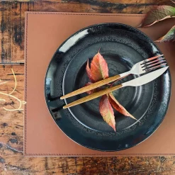 Dækkeserviet i Brun læder