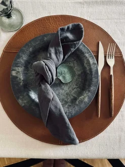 Dækkeserviet læder - Cognac dia 38