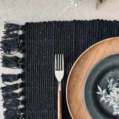 Dækkeserviet Sort - Recycling Cotton