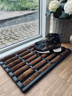 Dørmåtte - GUMMI MED BØRSTE I NATUR - 40x60cm