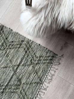 Dørmåtte læder med fryns - Grøn