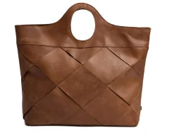 Eksklusiv håndflettet shopper - Soft cognac