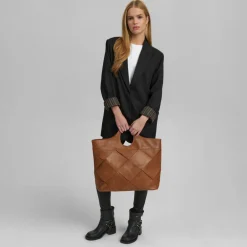 Eksklusiv håndflettet shopper - Soft cognac