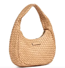 Elegant håndflettet skuldertaske - Sand