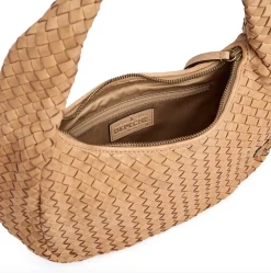 Elegant håndflettet skuldertaske - Sand