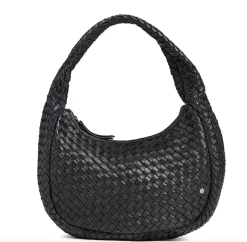 Elegant håndflettet skuldertaske - Black