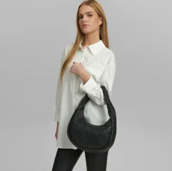 Elegant håndflettet skuldertaske - Black