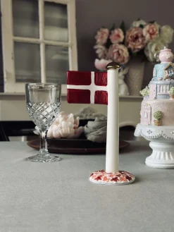 Flag keramik – Dannebrog m. Rosa fod