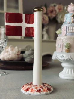 Flag keramik – Dannebrog m. Rosa fod