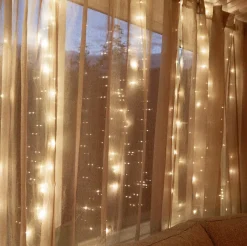 Gardinlys 3 x 3 meter med fjernbetjening