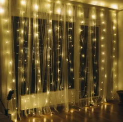 Gardinlys 3 x 3 meter med fjernbetjening