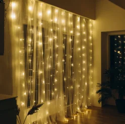 Gardinlys 3 x 3 meter med fjernbetjening