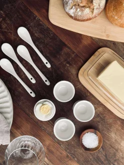 Æggebæger i porcelæn - 4 stk med skeer