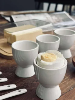 Æggebæger i porcelæn - 4 stk med skeer