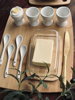 Æggebæger i porcelæn - 4 stk med skeer