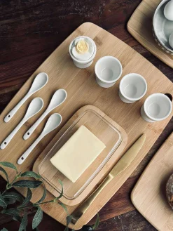 Æggebæger i porcelæn - 4 stk med skeer