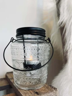 Glas lanterne med mønster