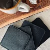 Glasbrik / Coaster - 4 stk Sort bøffellæder
