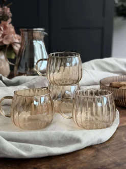 Glaskopper med riller - 4 stk.