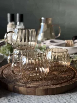 Glaskopper med riller - 4 stk.