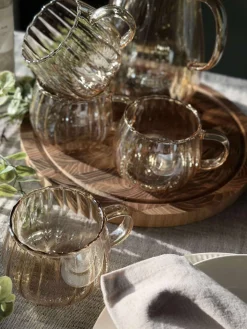 Glaskopper med riller - 4 stk.