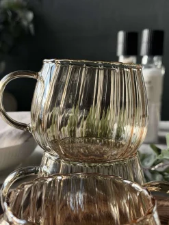 Glaskopper med riller - 4 stk.