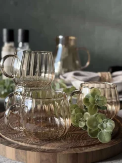 Glaskopper med riller - 4 stk.