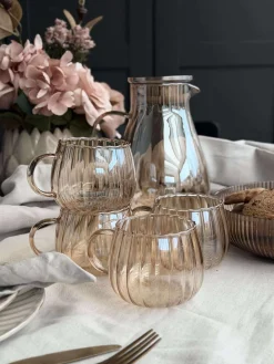 Glaskopper med riller - 4 stk.