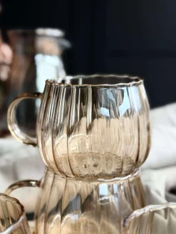 Glaskopper med riller - 4 stk.