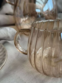 Glaskopper med riller - 4 stk.