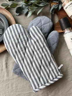 Grillhandske - Quilt blå strib