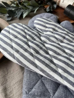 Grillhandske - Quilt blå strib