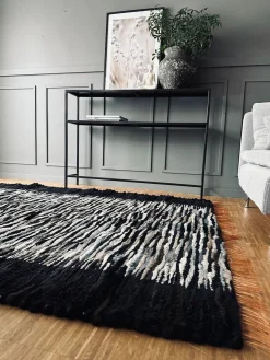 Gulvtæppe i lammeskind - Sort/Brun