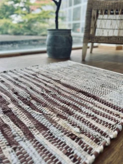 Gulvtæppe i læder - 60x90 Natur / Brun