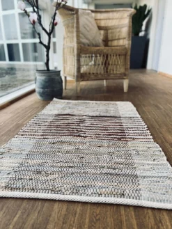 Gulvtæppe i læder - 60x90 Natur / Brun