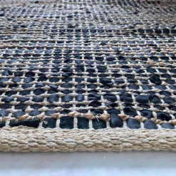 Gulvtæppe i skind og jute / bademåtte – 60x90cm